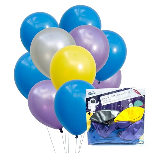 PARTY PARTY 12er Weltall Ballon Mix aus Latex reißfest 30 cm geruchs- und geschmacksneutral Luftballon Deko Kindergeburtstag, Kinder Geburtstag, Weltraum Space Party Ballons, Hochzeit von PARTY PARTY
