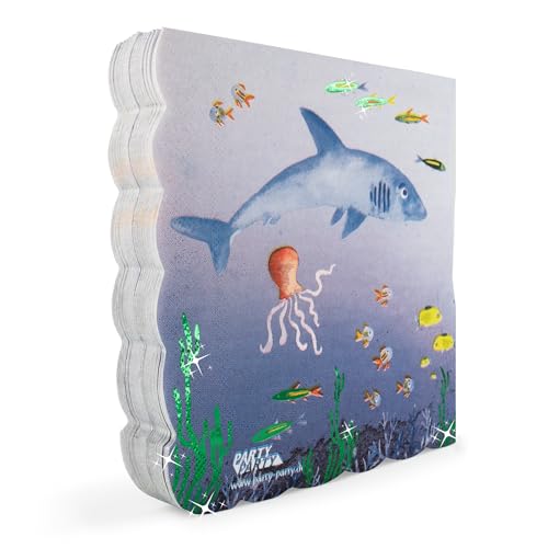 PARTY PARTY 16 schillernde Unterwasser Servietten mit Wellenrand, glitzernde Fische, maritime Papierserviette 33 x 33 cm, Tischdeko Meer, Erwachsene, Kindergeburtstag Junge Mädchen PARTY PARTY 16 schillernde Unterwasser Servietten mit Wellenrand, glitzernde Fische, maritime Papierserviette 33 x 33 cm, Tischdeko Meer, Erwachsene, Kindergeburtstag Junge Mädchen von PARTY PARTY