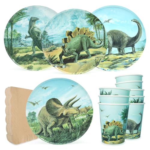 PARTY PARTY 32 Teile Dino PARTYGESCHIRR SET 8 Gäste Partyteller Dinosaurier Pappbecher, Servietten mit Brontosaurus, Stegosaurus, Triceratops, Allosaurus, Geburtstag Dinosaurier Deko Jungen PARTY PARTY 32 Teile Dino PARTYGESCHIRR SET 8 Gäste Partyteller Dinosaurier Pappbecher, Servietten mit Brontosaurus, Stegosaurus, Triceratops, Allosaurus, Geburtstag Dinosaurier Deko Jungen von PARTY PARTY