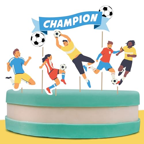 PARTY PARTY Fußball Tortendeko mit CHAMPION Banner, Fußball EM Cake-Topper-Set 5 Teile, Kuchendeko Fußballparty Geburtstag Fußball Deko Jungen Mädchen PARTY PARTY Fußball Tortendeko mit CHAMPION Banner, Fußball EM Cake-Topper-Set 5 Teile, Kuchendeko Fußballparty Geburtstag Fußball Deko Jungen Mädchen von PARTY PARTY