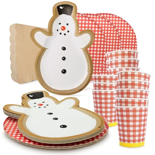 PARTY PARTY 64 Teile Weihnachten Party Set, PARTYGESCHIRR Partybecher, Pappteller, Servietten, Schneemann Partyteller, Nikolaus Winter Geburtstag Deko Jungen Mädchen (Karo Rot) PARTY PARTY 64 Teile Weihnachten Party Set, PARTYGESCHIRR Partybecher, Pappteller, Servietten, Schneemann Partyteller, Nikolaus Winter Geburtstag Deko Jungen Mädchen (Karo Rot) von PARTY PARTY