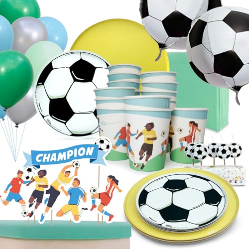 PARTY PARTY 97 Teile Fußball Geburtstag Set Gelb 16 Gäste, EM PARTYGESCHIRR + CAKETOPPER + KERZEN+ BALLONS, Fußballparty Geburtstag Fußball Deko Jungen Mädchen PARTY PARTY 97 Teile Fußball Geburtstag Set Gelb 16 Gäste, EM PARTYGESCHIRR + CAKETOPPER + KERZEN+ BALLONS, Fußballparty Geburtstag Fußball Deko Jungen Mädchen von PARTY PARTY