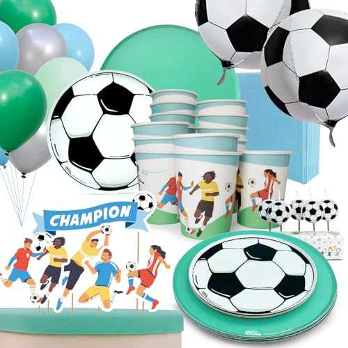 PARTY PARTY 97 Teile Fußball Geburtstag Set Grün 16 Gäste, EM PARTYGESCHIRR + CAKETOPPER + KERZEN+ BALLONS, Fußballparty Geburtstag Fußball Deko Jungen Mädchen PARTY PARTY 97 Teile Fußball Geburtstag Set Grün 16 Gäste, EM PARTYGESCHIRR + CAKETOPPER + KERZEN+ BALLONS, Fußballparty Geburtstag Fußball Deko Jungen Mädchen von PARTY PARTY