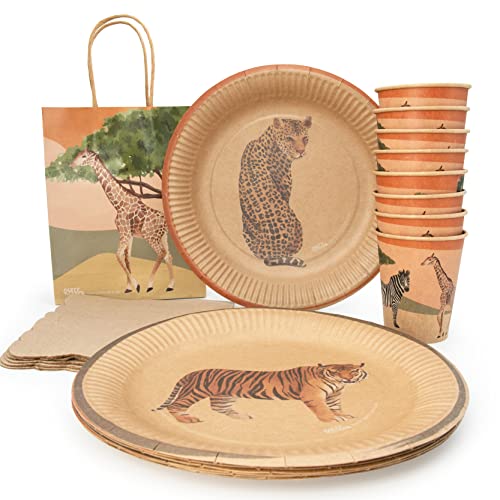 PARTY PARTY Safari Party Set 8 Gäste umweltfreundliches Kraftpapier, GESCHENKTÜTEN + PARTYGESCHIRR Partybecher, Pappteller, Servietten, Party Deko Dschungel Kindergeburtstag Junge Mädchen PARTY PARTY Safari Party Set 8 Gäste umweltfreundliches Kraftpapier, GESCHENKTÜTEN + PARTYGESCHIRR Partybecher, Pappteller, Servietten, Party Deko Dschungel Kindergeburtstag Junge Mädchen von PARTY PARTY