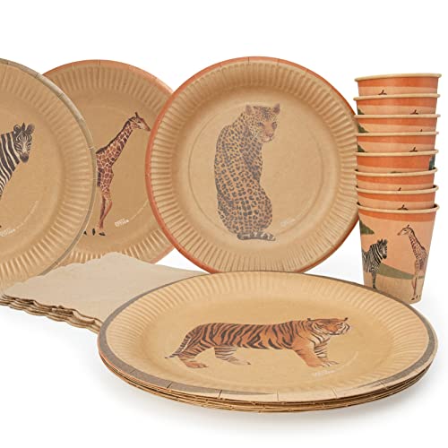 PARTY PARTY Safari Party Set 8 Gäste umweltfreundliches Kraftpapier, Partygeschirr Partybecher, Pappteller, Servietten, Party Deko Dschungel Kindergeburtstag Junge Mädchen, Geburtstag PARTY PARTY Safari Party Set 8 Gäste umweltfreundliches Kraftpapier, Partygeschirr Partybecher, Pappteller, Servietten, Party Deko Dschungel Kindergeburtstag Junge Mädchen, Geburtstag von PARTY PARTY