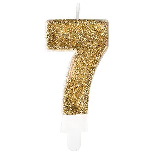 Party Time DS0378ZLO-7-0117 Goldende Zahlenkerze Premium Nr. 7, Goldenes von PARTY TIME