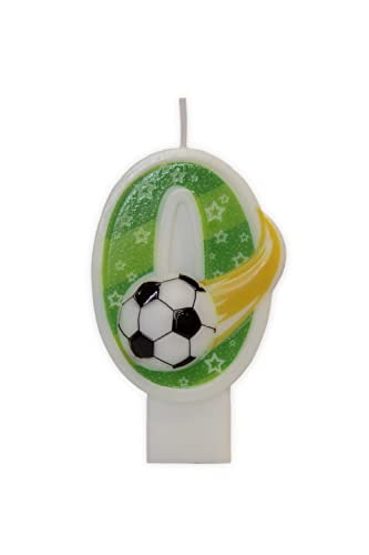 Partyland 3D Fußball Geburtstagskerzen Zahlen 0 1 2 3 4 5 6 7 8 9 grün Original Kindergeburtstag Kerzen 6,5 cm (Nummer 0) von PARTYLAND