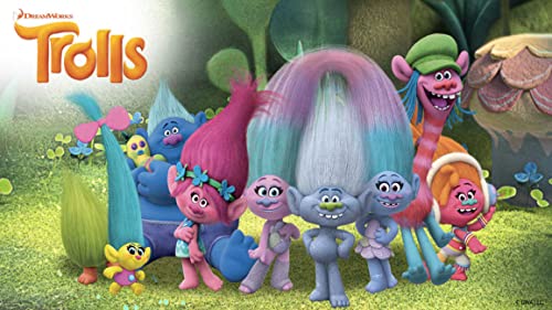 PARTYLANDIA Trolls Kuchendekoration (1 Stück, 20x30 cm, Glutenfrei, Blau, Rosa, Lila, Geburtstag) von PARTYLANDIA