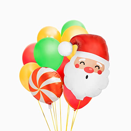 1 Set Weihnachtsballons aus Folie und Latex, metallischer Weihnachtsmann, 10 Stück, Partyballons, Weihnachtsdekoration, geeignet für Helium, Weihnachtsdekoration, Weihnachtsballons. von PARTYLOSOPHY