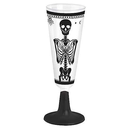 4 Stück - Cava Cup 150cc transparent mit Totenkopf-Muster und Thema Esoterik Abnehmbarer Fuß - Tischdekoration Halloween Esoterischer Esoterischer Tisch Halloween Halloween von PARTYLOSOPHY