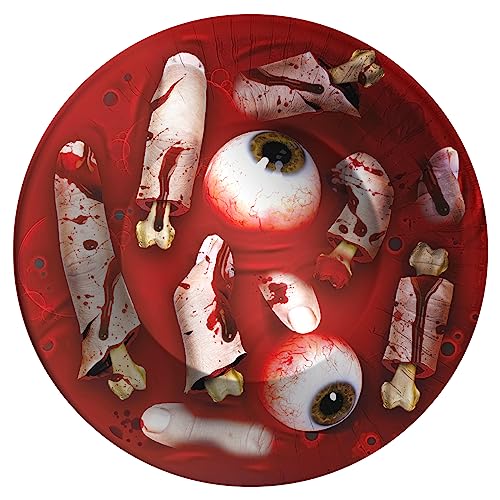 6 Stück - Runde Einwegschüssel, 350 ccm, mit Blutdruck, Thema Halloween - Tischdekoration Halloween, Blut, Halloween Blut. von PARTYLOSOPHY
