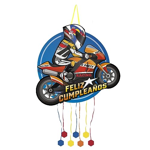 PARTYLOSOPHY Piñata zum Geburtstag, groß, Dekoration für Kinderpartys, Jungen und Mädchen, groß, zum Befüllen mit Spielzeug und Süßigkeiten, (Moto GP) von PARTYLOSOPHY