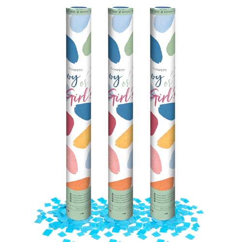 OH YEAH Konfettikanone, Blau, 50 cm, Enthüllung für Sex, Babykonfetti, Blau, einfache Handhabung, 3 Stück OH YEAH Konfettikanone, Blau, 50 cm, Enthüllung für Sex, Babykonfetti, Blau, einfache Handhabung, 3 Stück von OH YEAH