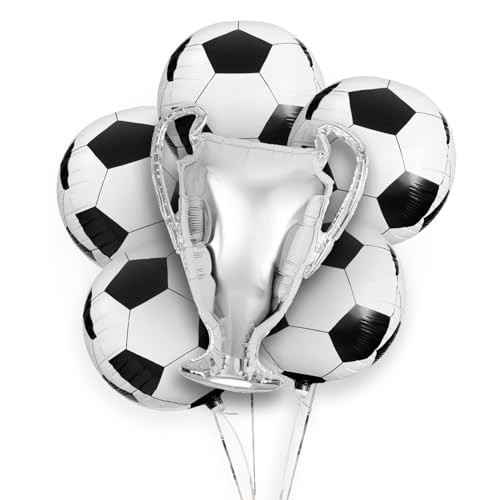 OHYEAH - 6 Luftballons - Champions 2024 - Dekoration Luftballons Geburtstag Fußball - Luftballons für Fußball - Sportballons - Folienballon - Folienballon Cup Silber - Helium geeignet von PARTYLOSOPHY
