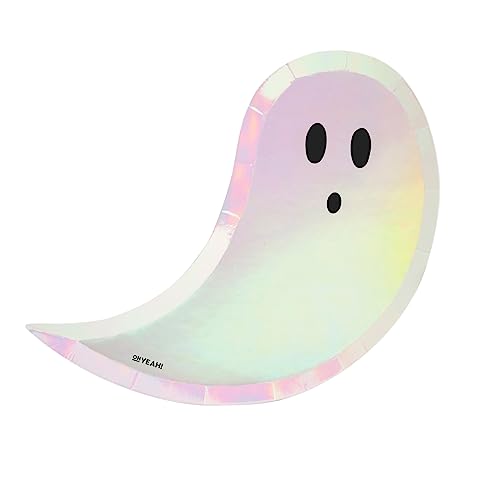 PARTYLOSOPHY 6 Stück Einweg-Teller, 24 x 20 cm, schillernder Effekt, Geist Thema Trick oder Deal, Tischdekoration Halloween, Halloween Trick oder Deal. von PARTYLOSOPHY