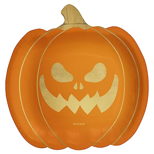 OH YEAH - 6 Pappteller, Halloween, Kürbis, 23 x 23 cm, Einwegteller, Themendekoration, Geschirr, einfache Montage von PARTYLOSOPHY