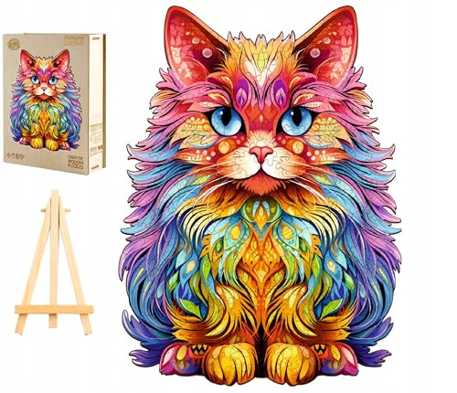 PASJO Holzpuzzle Erwachsene Katzemotiv 300 Teile 28,3x38 cm Holzschachtek Mini-Staffelei Unregelmäßige Einzigartige Tierformen PASJO Holzpuzzle Erwachsene Katzemotiv 300 Teile 28,3x38 cm Holzschachtek Mini-Staffelei Unregelmäßige Einzigartige Tierformen von PASJO