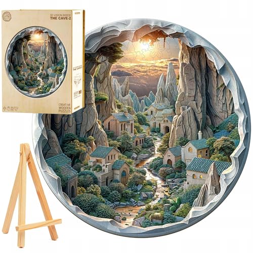 PASJO Holzpuzzle für Erwachsene 3D-Puzzle Berglandschaft 300 Einzelteile Holzschachtel Mini-Staffelei Wooden Puzzle Bergdorf im Tal PASJO Holzpuzzle für Erwachsene 3D-Puzzle Berglandschaft 300 Einzelteile Holzschachtel Mini-Staffelei Wooden Puzzle Bergdorf im Tal von PASJO
