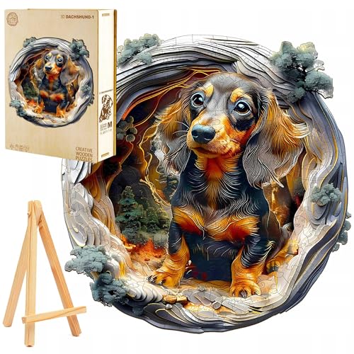 PASJO Holzpuzzle für Erwachsene 3D Puzzle Dackel 300 Einzelteile Holzschachtel Mini-Staffelei Wooden Puzzle 3D-Effekt Hund PASJO Holzpuzzle für Erwachsene 3D Puzzle Dackel 300 Einzelteile Holzschachtel Mini-Staffelei Wooden Puzzle 3D-Effekt Hund von PASJO