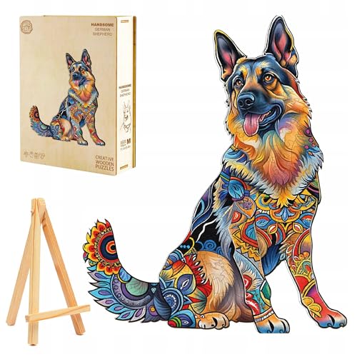 PASJO Holzpuzzle für Erwachsene Deutscher Schäferhund 225 Einzelteile Holzschachtel Mini-Staffelei Wooden Puzzle von PASJO