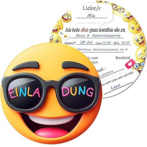 PASLFC 30 Stück Smiley Einladungskarten Kindergeburtstag,Einladungskarten Geburtstag Kinder,Witzige Rund Ausdruck Einladung für Geburtstag Abschlussball Weihnachtsfeier PASLFC 30 Stück Smiley Einladungskarten Kindergeburtstag,Einladungskarten Geburtstag Kinder,Witzige Rund Ausdruck Einladung für Geburtstag Abschlussball Weihnachtsfeier von PASLFC