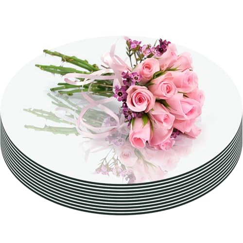 Runde Spiegel-Tafelaufsätze für Tischdekorationen, 30,5 cm, Acryl, Kreis, Spiegeltablett, Kerzenteller, Tafelaufsatz für Hochzeit, Party, Tischdekoration, Wanddekoration, 10 Stück Runde Spiegel-Tafelaufsätze für Tischdekorationen, 30,5 cm, Acryl, Kreis, Spiegeltablett, Kerzenteller, Tafelaufsatz für Hochzeit, Party, Tischdekoration, Wanddekoration, 10 Stück von PASOCON