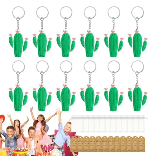PASSI Kaktus-Schlüsselanhänger-Set, Kaktus-Schlüsselanhänger | 12 Stück Pflanzen-Schlüsselanhänger - Pflanzen-Schlüsselanhänger, Taschenanhänger mit Dankesanhängern und weißen Organzabeuteln von PASSI