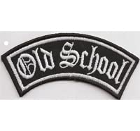 Biker Kutten Aufnäher OLD SCHOOL Fronttag Rankpatch Biker Patch Aufbügler Motorrad Sticker für alle Stoffe | MC Applikation für Kutten/Lederjacken/Boots l 90x40mm von PATCH KING