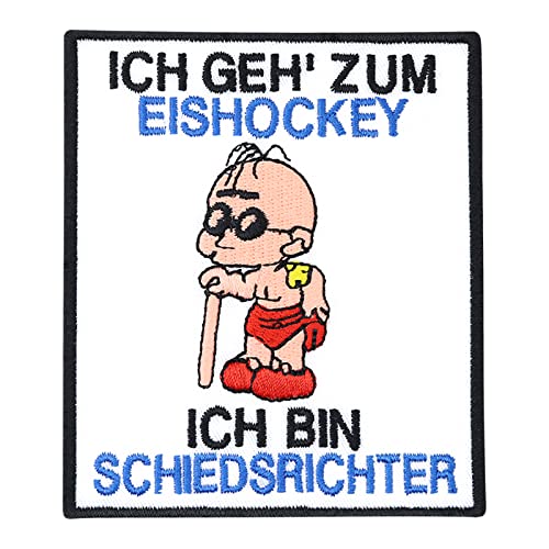 Eishockey Patch: Anti Schiedsrichter Aufbügler Hockey Bügelbild bestickt für Trikot - Rocker Aufnäher - Geschenk Eishockey-Fan DIY Stoff-Applikation Shirt/Jacke/Tasche - Rot - 100x85mm von PATCH KING