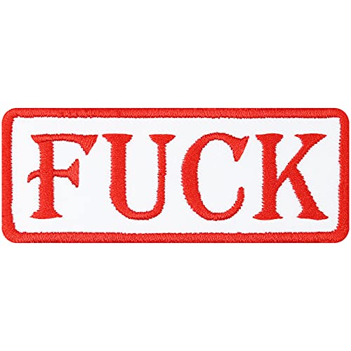 FUCK Aufnäher - Biker Patch mit Stickerei & lustiger Spruch Fuck you - Geschenk Motorradfahrer - Aufbügler Rocker - Heavy Metal Flicken für Kutte/Jacke/Weste/Tasche - 90x35mm FUCK Aufnäher - Biker Patch mit Stickerei & lustiger Spruch Fuck you - Geschenk Motorradfahrer - Aufbügler Rocker - Heavy Metal Flicken für Kutte/Jacke/Weste/Tasche - 90x35mm von PATCH KING