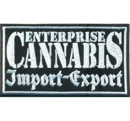 Lustiger Aufnäher mit Spruch - Cannabis Enterprise Import Export - Biker Patch zum annähen/aufbügeln | Motorrad Aufkleber Sticker für alle Stoffe | Bügelflicken Applikation | 90x50mm von PATCH KING