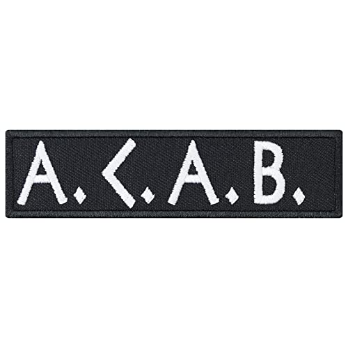 Rocker Aufnäher: ACAB Ultras Biker Patch mit Stickerei - Kult-Aufnäher Hooligan Aufbügler Heavy Metal - DIY Stoff-Applikation für Kutte/Jacke/Jeans/Weste, SCHWARZ, 90x25mm von PATCH KING