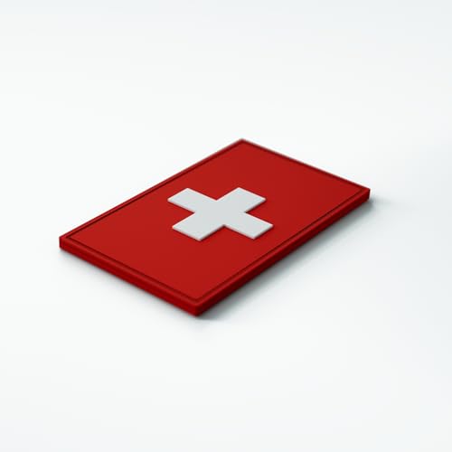 Patch Force - Schweiz Flagge Rubber Patch (farbig) 8 x 5 cm - Als Abzeichen für Uniformen, Schutzweste, Einsatztasche, Jacke oder Rucksack - Für Bundeswehr, Polizei und Militär von PATCHFORCE