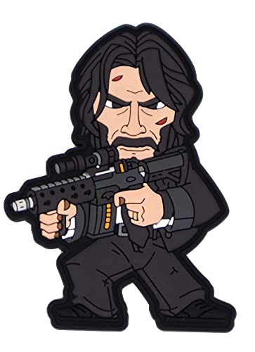 Hitman John AR Cartoon Sicario Morale Patch 75mm mit Hakenklett für Rucksäcke, Caps, Jacken oder alle anderen Oberflächen mit Klettaufnahme von Patchlab