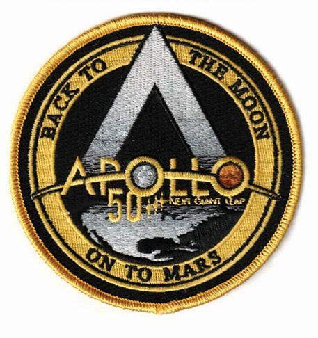Aufnäher zum Aufbügeln, bestickt, Aufnäher Apollo 11 50th Year Anniversary 'Back to the Moon, On to Mars' Patch 10 cm von PATCHMANIA