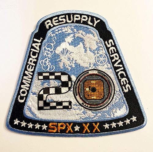 Aufnäher zum Aufbügeln, bestickt, Patch Spacex CRS 20 Mission Patch - NASA Version 10,6 x 10 cm von PATCHMANIA