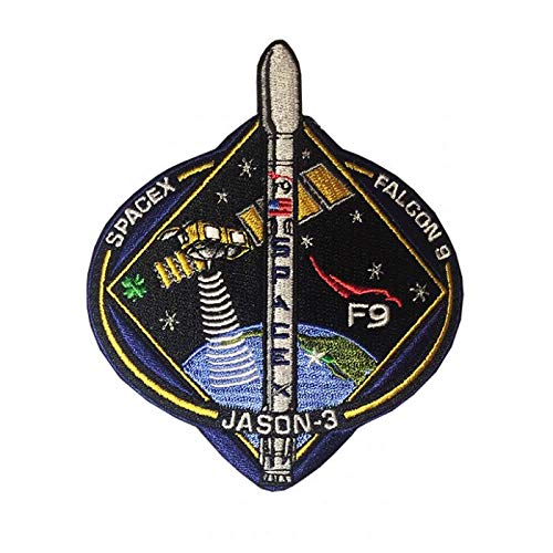 Aufnäher zum Aufbügeln, bestickt, Patch Spacex F9 Jason 3, Mession Patch 10 cm von PATCHMANIA