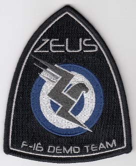 PATCHMANIA Greek Hellenic Air Force HAF Patch F 16 Demo Team Zeus 2014 a 101mm 83mm THERMOADHESIVE gestickte Patches Patch von PATCHMANIA
