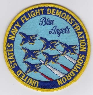 PATCHMANIA US Navy Aviation Patch y Blue Angels Demo Squadron FA 18 Hornet 100mm THERMOADHESIVE gestickte Patches Patch von PATCHMANIA
