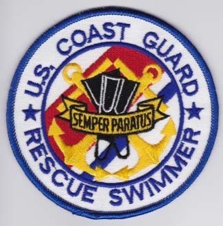 PATCHMANIA USCG Aviation Patch United States Coast Guard Rescue Swimmer EB 105mm THERMOADHESIVE gestickte Patches Patch von PATCHMANIA