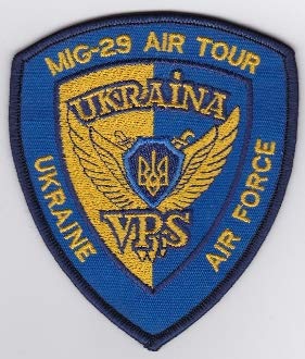 PATCHMANIA Ukrainian Air Force Patch Display Mig 29 Fulcrum Air Tour 1992 100mm 87mm THERMOADHESIVE gestickte Patches Patch von PATCHMANIA