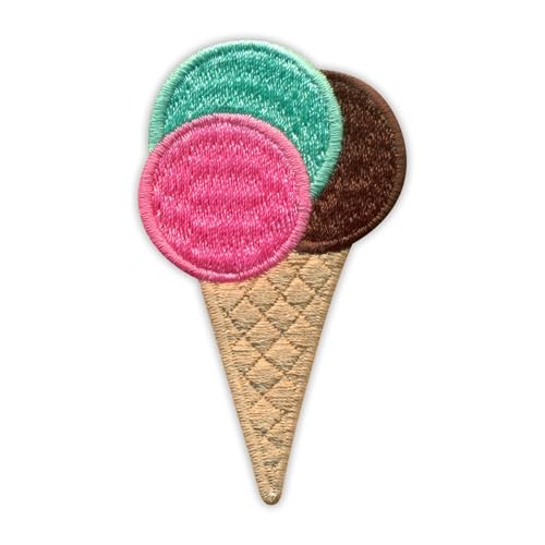 3 Kugeln Eiscreme – wärmeaktivierter Klebstoff/Bügelrückseite – bestickter Abzeichen/Aufnäher von PATCHSIG