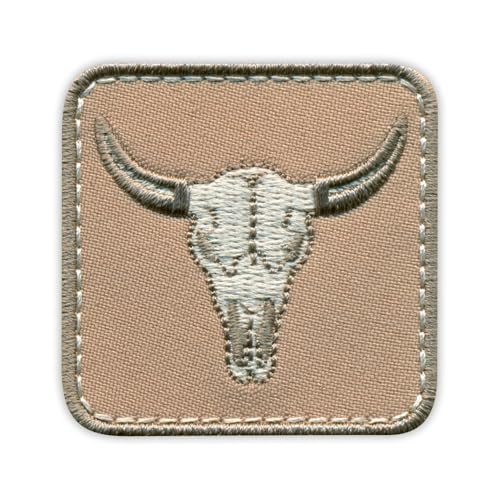 American Bison (Buffalo) Totenkopf – wärmeaktivierter Klebstoff/Bügelrückseite – bestickter Abzeichen/Aufnäher von PATCHSIG