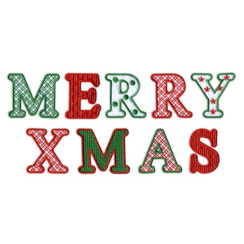 Aufnäher/Aufnäher, Aufschrift "Merry Christmas", zum Aufbügeln, bestickt Aufnäher/Aufnäher, Aufschrift "Merry Christmas", zum Aufbügeln, bestickt von PATCHSIG