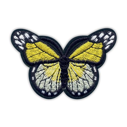 Aufnäher mit Schmetterlingsmotiv, groß, zum Aufnähen/Aufnähen, bestickt, Gelb Aufnäher mit Schmetterlingsmotiv, groß, zum Aufnähen/Aufnähen, bestickt, Gelb von PATCHSIG