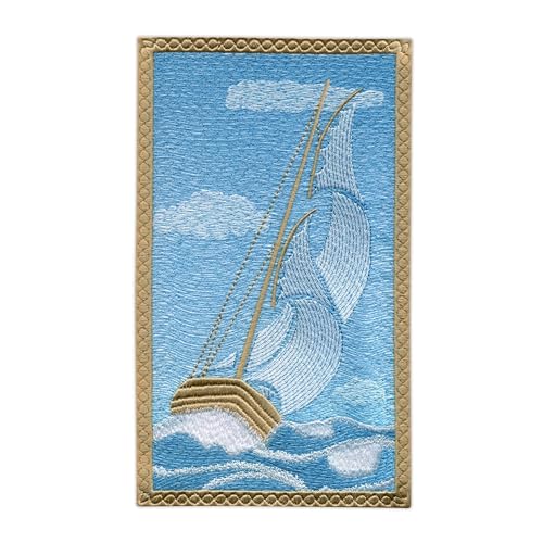 Aufnäher mit Segelboot auf See, zum Aufnähen/Aufnähen, bestickt Aufnäher mit Segelboot auf See, zum Aufnähen/Aufnähen, bestickt von PATCHSIG