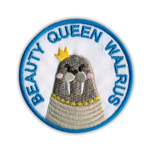 Beauty Queen Walross – Wärmeaktivierter Klebstoff/Bügelrückseite – bestickter Abzeichen/Aufnäher von PATCHSIG
