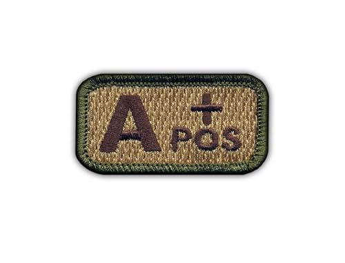 Blood Type A Pos Multitan – Wärmeaktivierter Klebstoff/Bügelrückseite – bestickter Abzeichen/Aufnäher von PATCHSIG