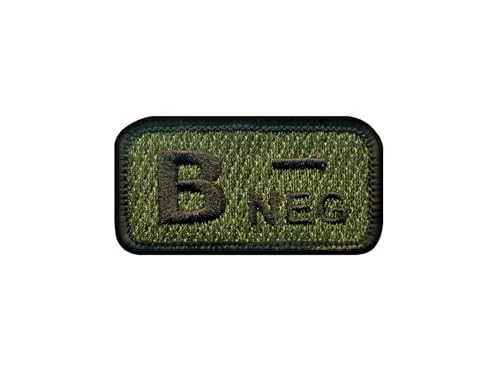 Blood Type B neg Olive-drab – wärmeaktivierter Klebstoff/Aufbügler – bestickter Abzeichen/Aufnäher von PATCHSIG
