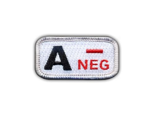 Bluttyp A Neg, weiß/rot, wärmeaktivierter Klebstoff, Rückseite zum Aufbügeln, bestickter Abzeichen/Aufnäher von PATCHSIG